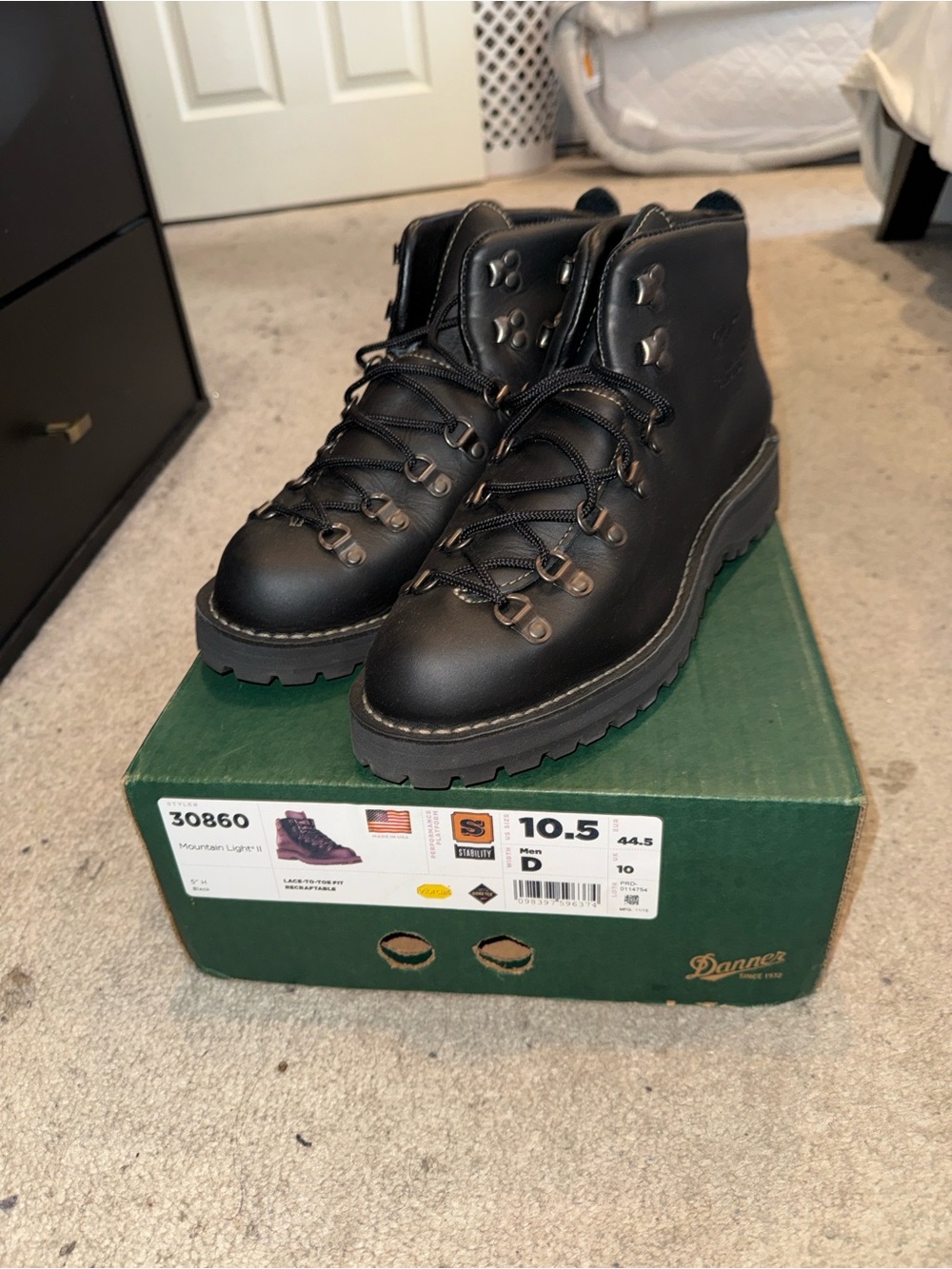Danner Black Leather Mountain Hiking Boots